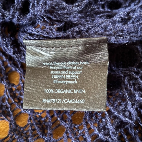 Eileen Fisher 100% Organic Linen Sweater - Open Knit - Navy Blue - Picture 8 of 9